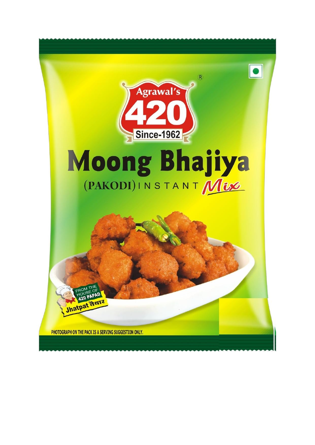 Agrawal's 420 Moong Bhajiya Mix | Healthy & Authentic Instant Snack Ready in 10 Minutes | Tasty & Crispy Bhajiya With No Preservatives & Artificial Colors | Pack of 1, 300G Each
