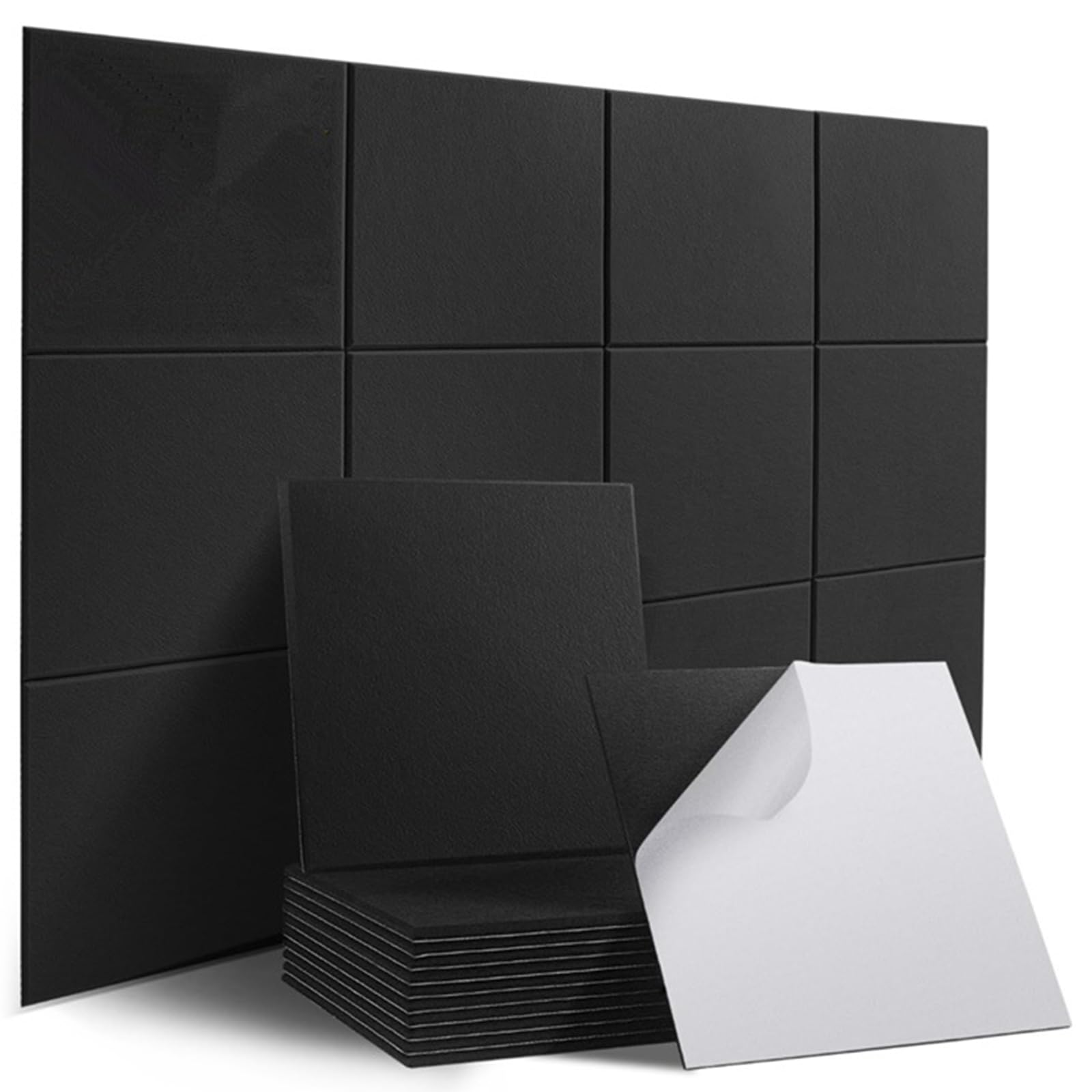 Confezione da 12 pannelli acustici autoadesivi, 30 x 30 x 0,9 cm, pannelli fonoassorbenti ad alta densità, bacheca in feltro, riduzione del rumore, decorazione da parete, per soggiorno, camera da