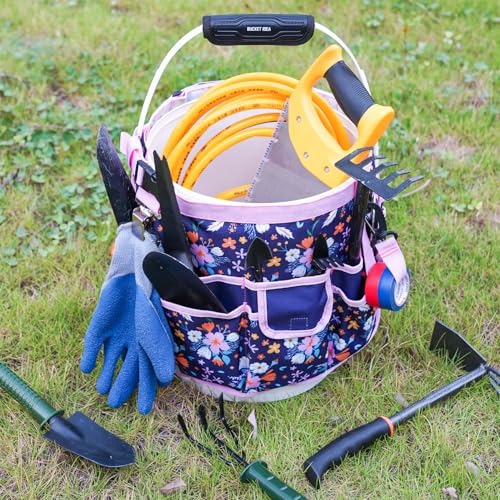 MELOTOUGH Bucket Caddy Organizer Bucket Tool Organizer for Garden Tools Fit 3.5 to 5 Gallon Bucket (Purple Flower) by MELOTOUGH - Image 9