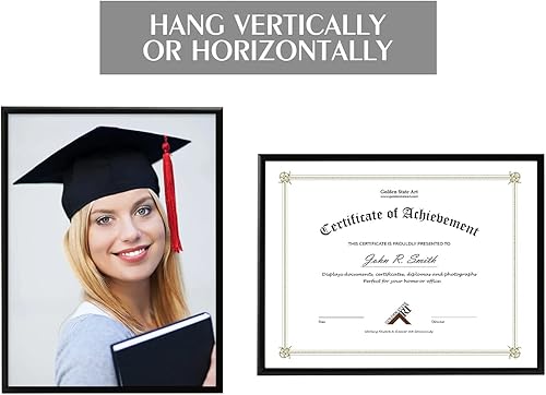 Miniatura 5 de Golden State Art, Marco de fotos de aluminio negro de 8.5 x 11 pulgadas con vidrio real, colección de marcos de fotos de pared de metal