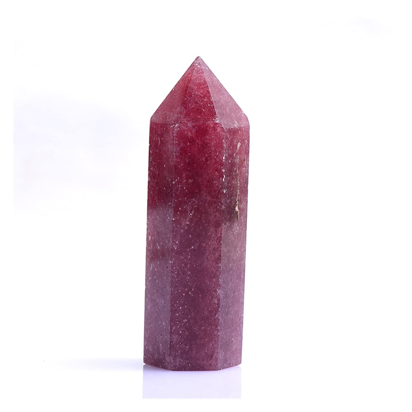 Colonne hexagonale cristal naturel point minéral fraise : baguette de guérison