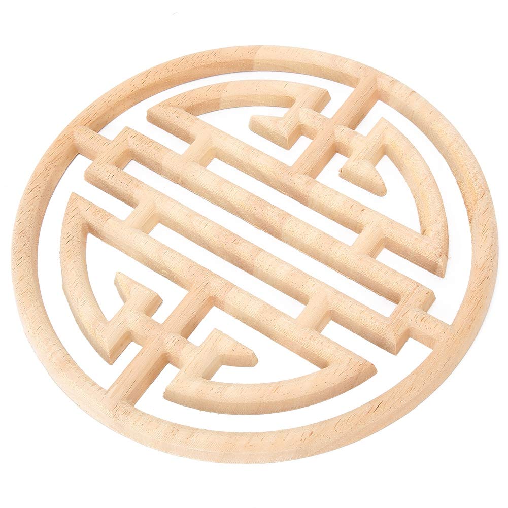 Applique Décorative En Bois Sculpté Style Chinois – Motif Floral Circulaire, à Coller Sur Meubles Ou Portes - 3