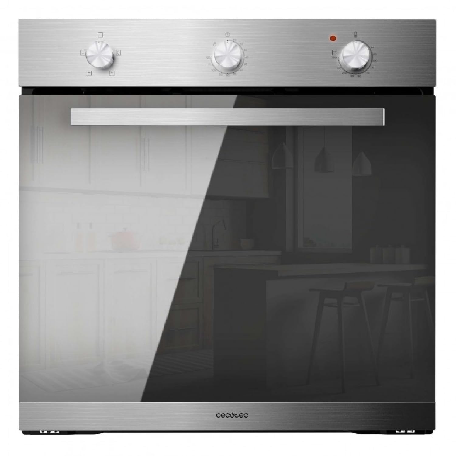 Cecotec Horno Integrable Convencional Bolero Hexa C136000 Mirror Time A. 2800W, 77L, Bajo Consumo, Temporizador, 4 Funciones, Steam Assist, Steam EasyClean, Cooling Fan, Triple Glass, Luz Interior