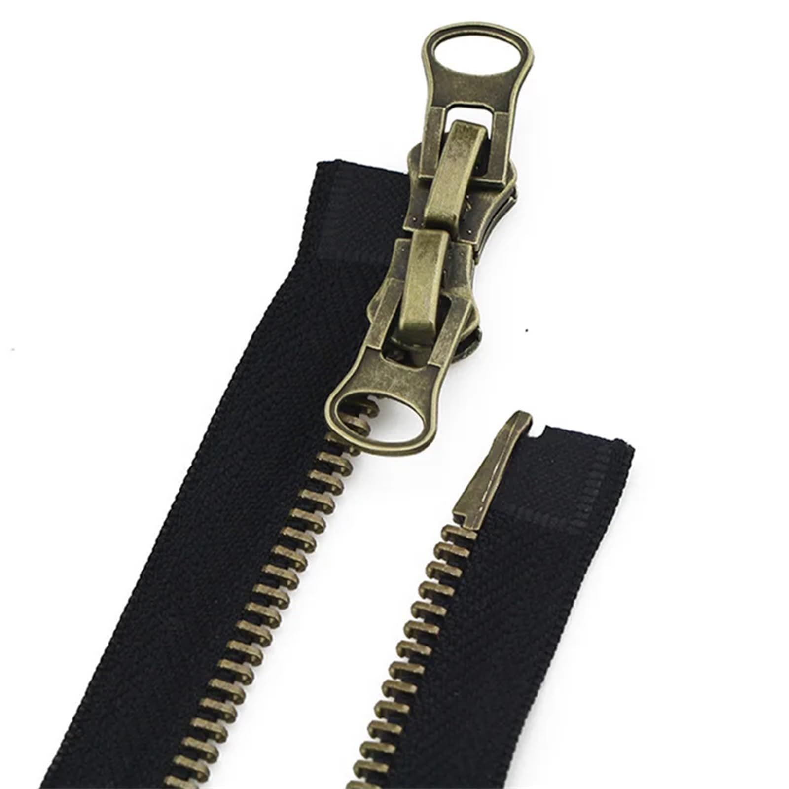2 Pezzi 8# Cerniera In Metallo 70/80/90/100/120 Cm Doppi Cursori For Cappotto In Tessuto Piumino Giacca Riparazione Fai Da Te Abbigliamento Cucito Adatto per cappotti e giacche(Black,120cm)