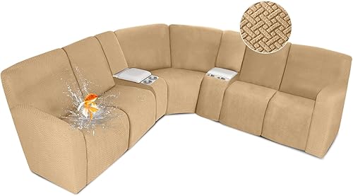 Miniatura 12 de ALIECOM Fundas 100% impermeables para sofá seccional reclinable en forma de L, funda elástica para sofá seccional reclinable de esquina, protector