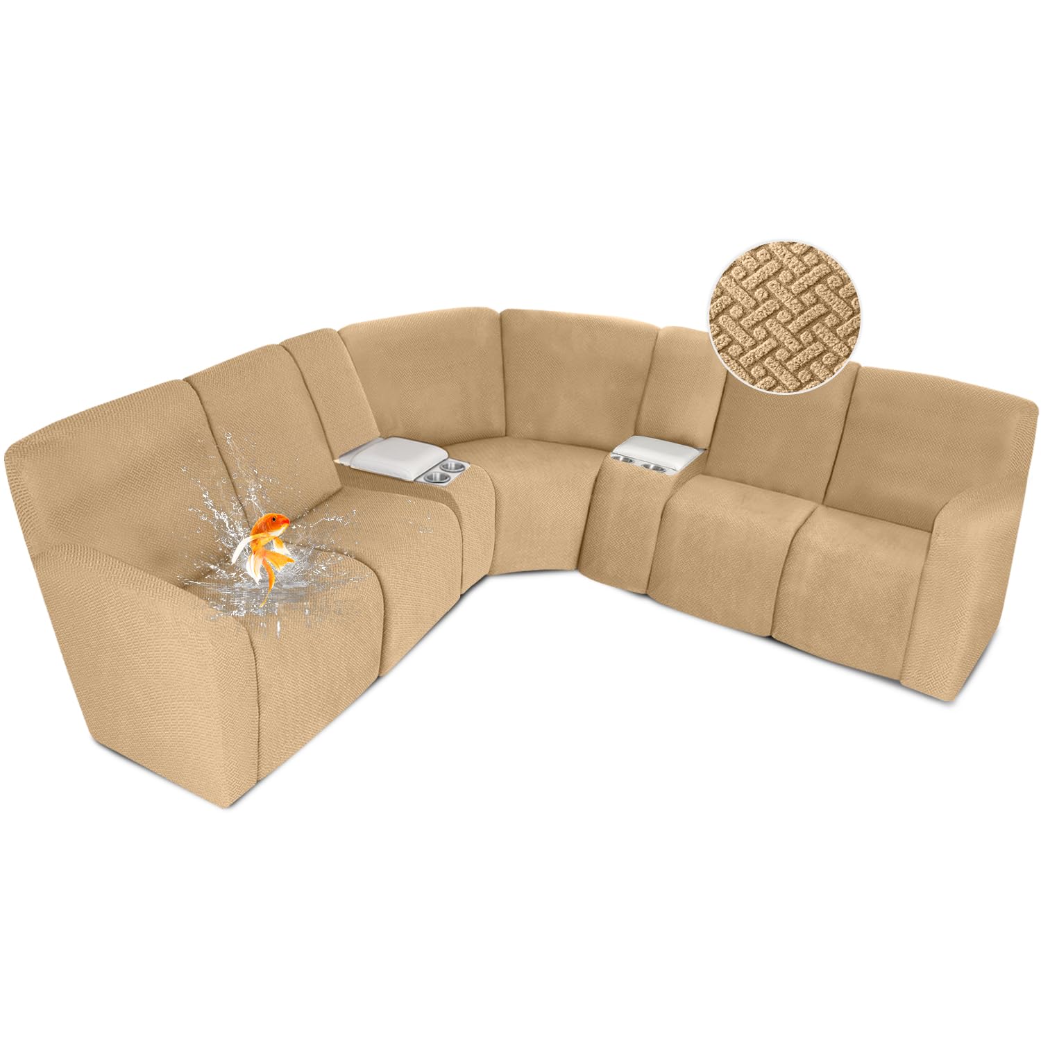 Photo 1 of ** COLOR DEFERENS   *** ALIECOM 100% Waterproof Recliner Sectional Couch Covers L Shape Stretch Corner Reclining Sectional Sofa Cover Washable Recliner Slipcover Protector for Dog Pet (5 Seat and 2 Console, Dark Grey)