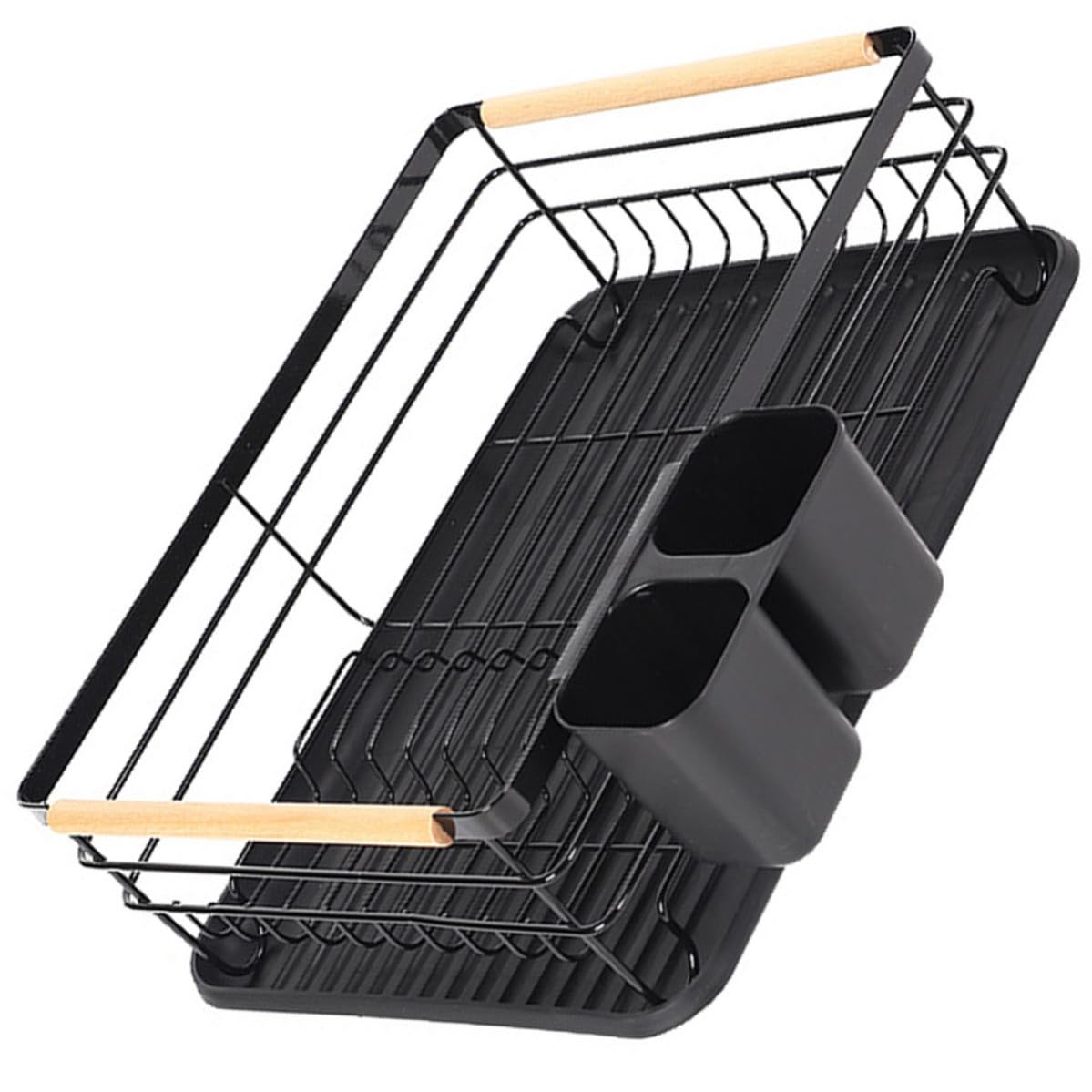 Garneck Escurreplatos de Encimera de Cocina en Hierro Negro Diseño de Ranuras y Altura Adecuada para Secar Platos y Cuencos Fácilmente Encimera