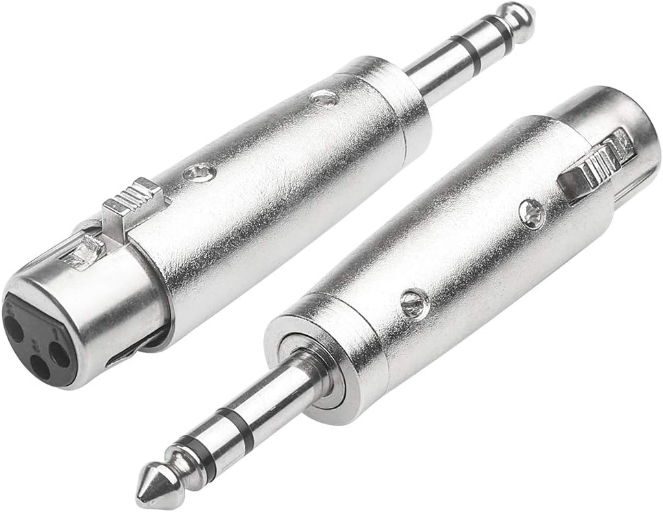 Disino Female XLR to 1/4 Inch TRS Adapter,Balanced XLR Female to Quarter Inch Male Jack Converter Audio Connector - 2 Pack