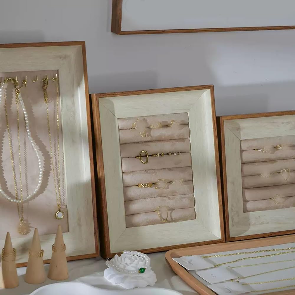Uchwyt na biżuterię Wooden Velvet Jewelry Display Stand Necklace