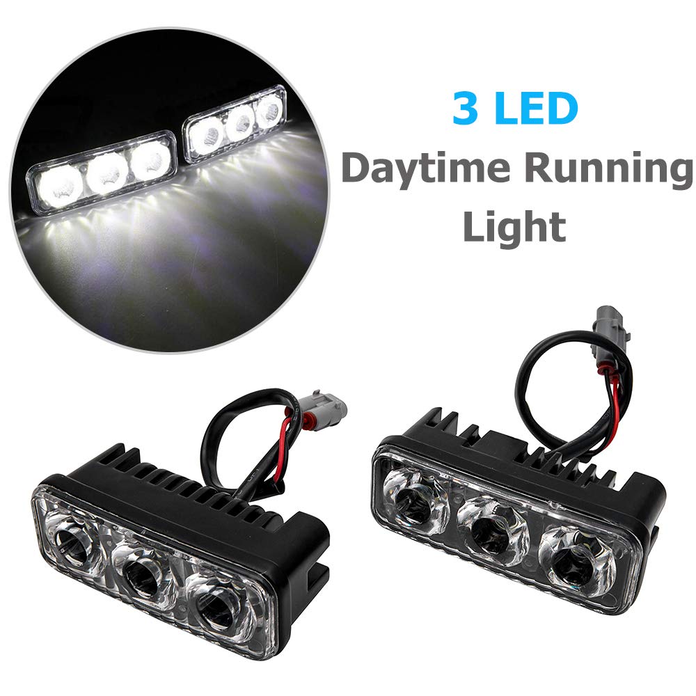 Riloer 2 szt. 12V Samochód LED Światła Do Jazdy Dziennej, Białe Oświetlenie Uniwersalne Światła Przeciwmgielne DRL, Wodoodporna, Odporna na wstrząsy Pyłoszczelna Super Jasne