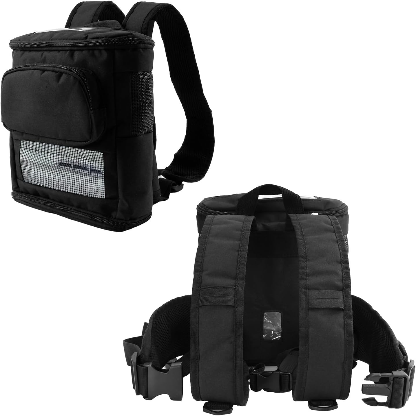 Zaini per dispositivi di ossigeno Inogen One G5 e Rove 6, zaino con cerniera sul fondo e coperchio trasparente, Nero, 8.38 x 18.29 x 23.37 cm