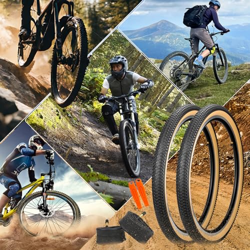 GRELiving 26 Inch Mountain Bike Tire Set, 2 Pack 26x1.75-2.125 Bicycle Tires & Bike Tubes,Durable Bike Tire Replacement,Suitable for MTB/City Bike/Road Bike
