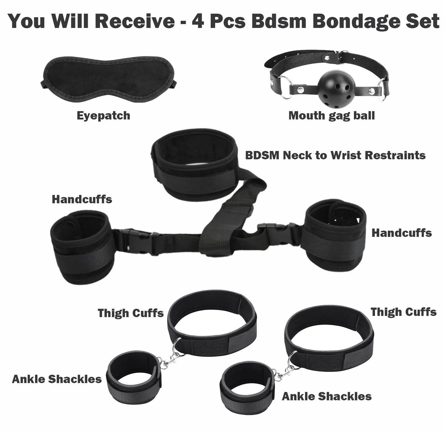 Menottes Sexy érotique Sex Lit Métal Adulte Kit Bdsm Retenue et Bondage Baillon Sexuelle Ball Gag, Attache Menotte Lit Bdsms Set Accessoires Hard SM Bondagerie Sexes Harnais Femme Sexy érotique Homme