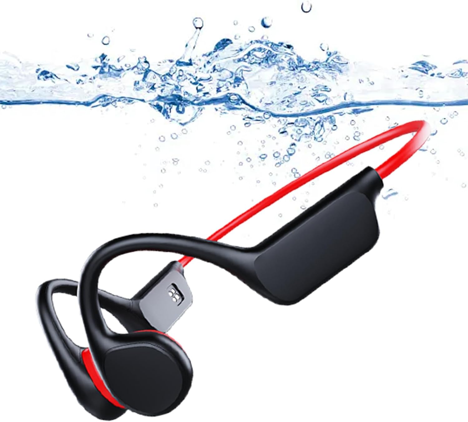 Bone Conduction Headphones,with Built-in Mic swimming bone conduction headphones,Waterproof Lightweight For bluetooth earphones Stable to wear MP3 IPX8for Gym,Driving,Running,Cycling,Hiking(red)