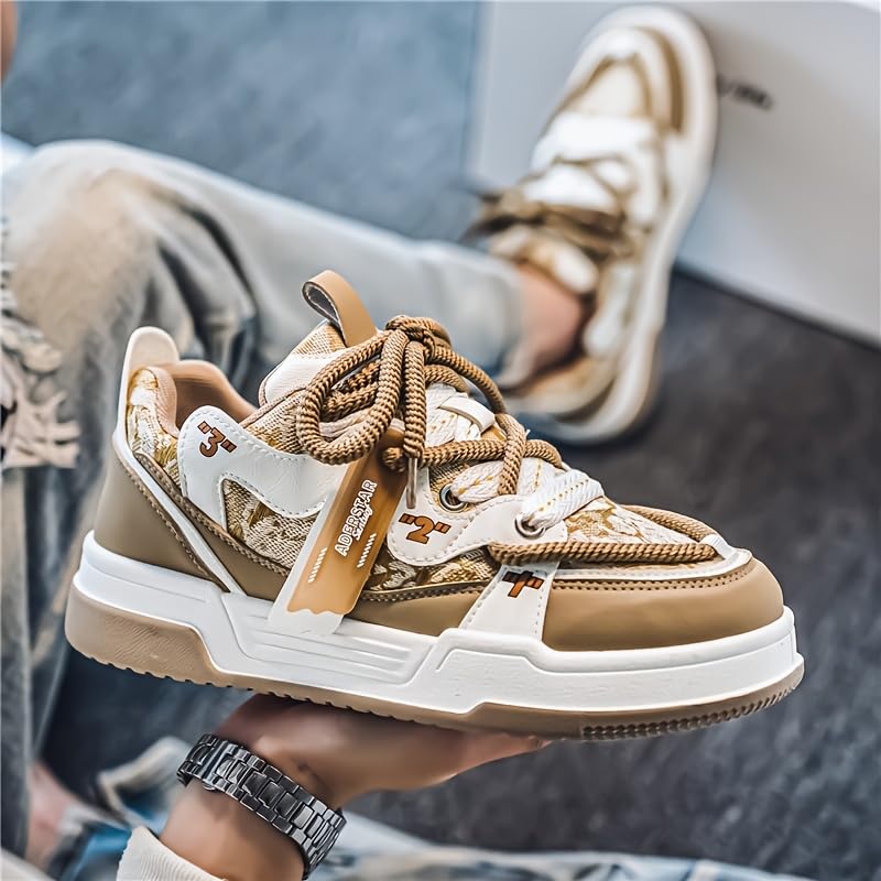 Preppy Sports Sneakers - All-Season Low Top Lace-Up Shoes with Faux Upper, Fabric Inner & PVC Sole for Running, Casual Outdoor Activities - Comfortable & Durable Skateboarding Footwear4