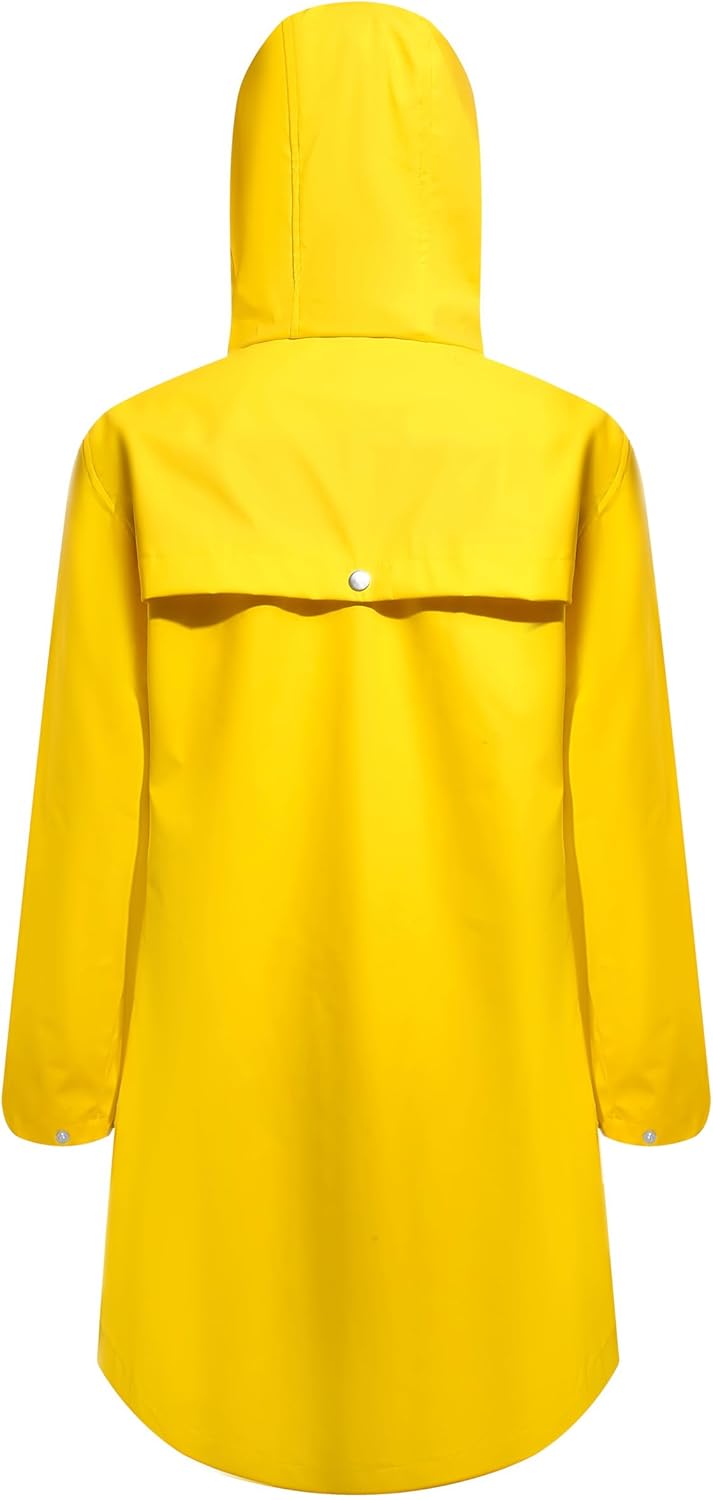 Rain Jacket Womens Waterproof with Hood, Long Rain Coat Windproof Windbreaker Outdoor Rain Trench Coat S-XXL - Image 2