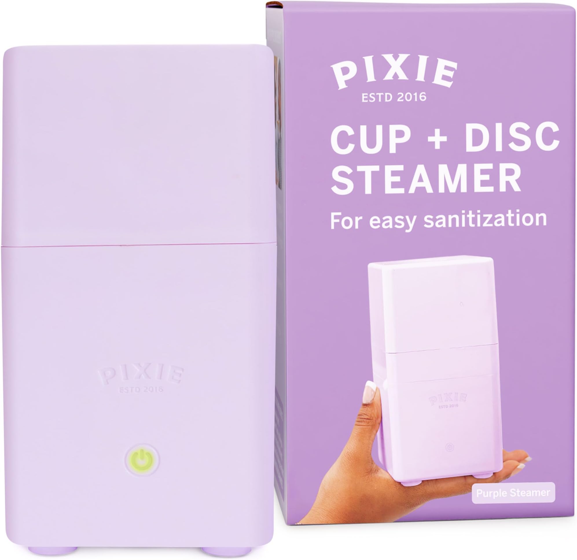Pixie Cup Menstrual UV-C Light Sterilizer - Kills 99.9% Germs & Eliminates Odor - Sterilizes Period Disc in 2 Min - Compact & Discreet for Travel, Work or Home