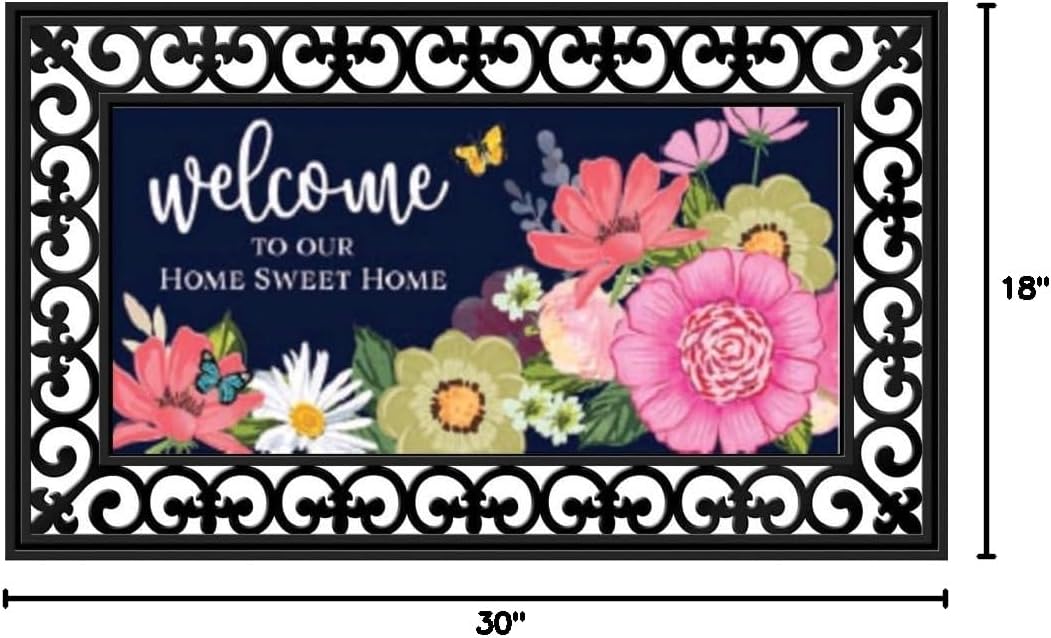 Evergreen Flag Seasonal Sassafras Interchangeable Mat and Tray, Welcome to Our Home Sweet Home