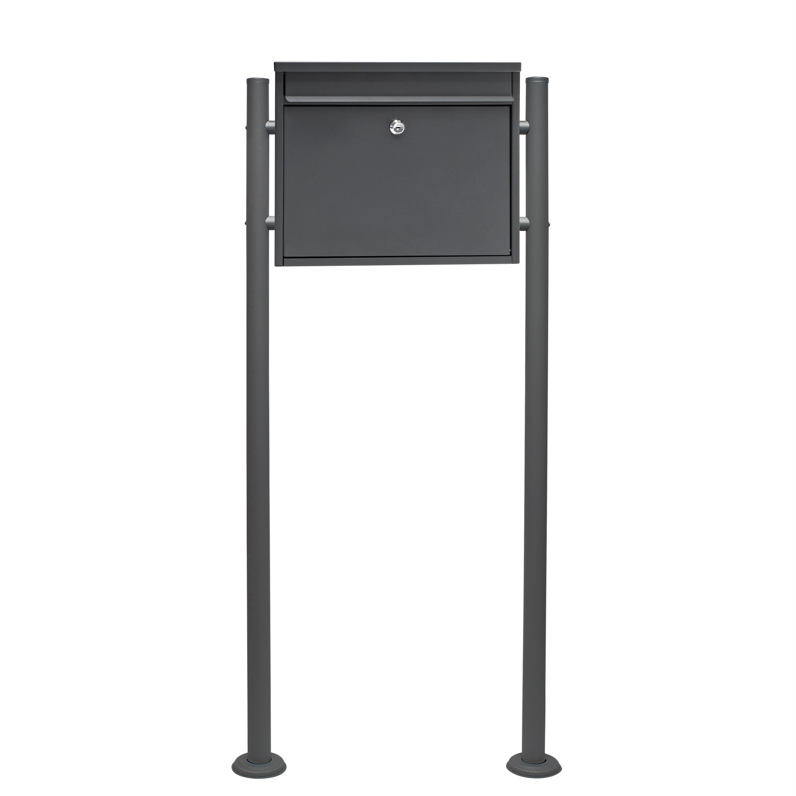 Wiltec Set Cassetta postale singola autoportante V13 antracite, con telaio di supporto
