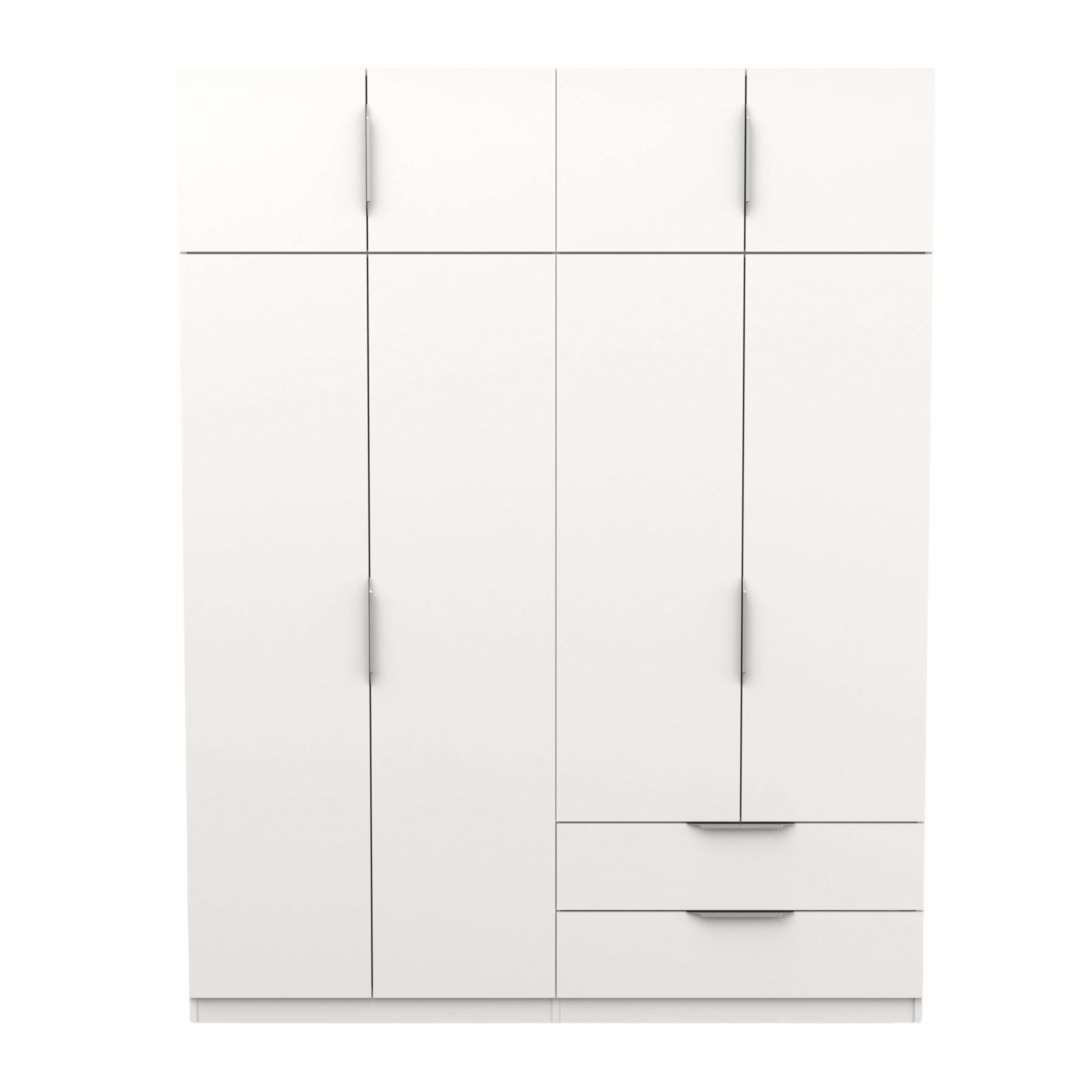 Miroytengo Armario Ghost Grande, Vestidor con Diferentes Compartimentos, 8 Puertas y 2 Cajones, Blanco Mate o Roble Kronberg o en Blanco y Roble 203x158x51 cm