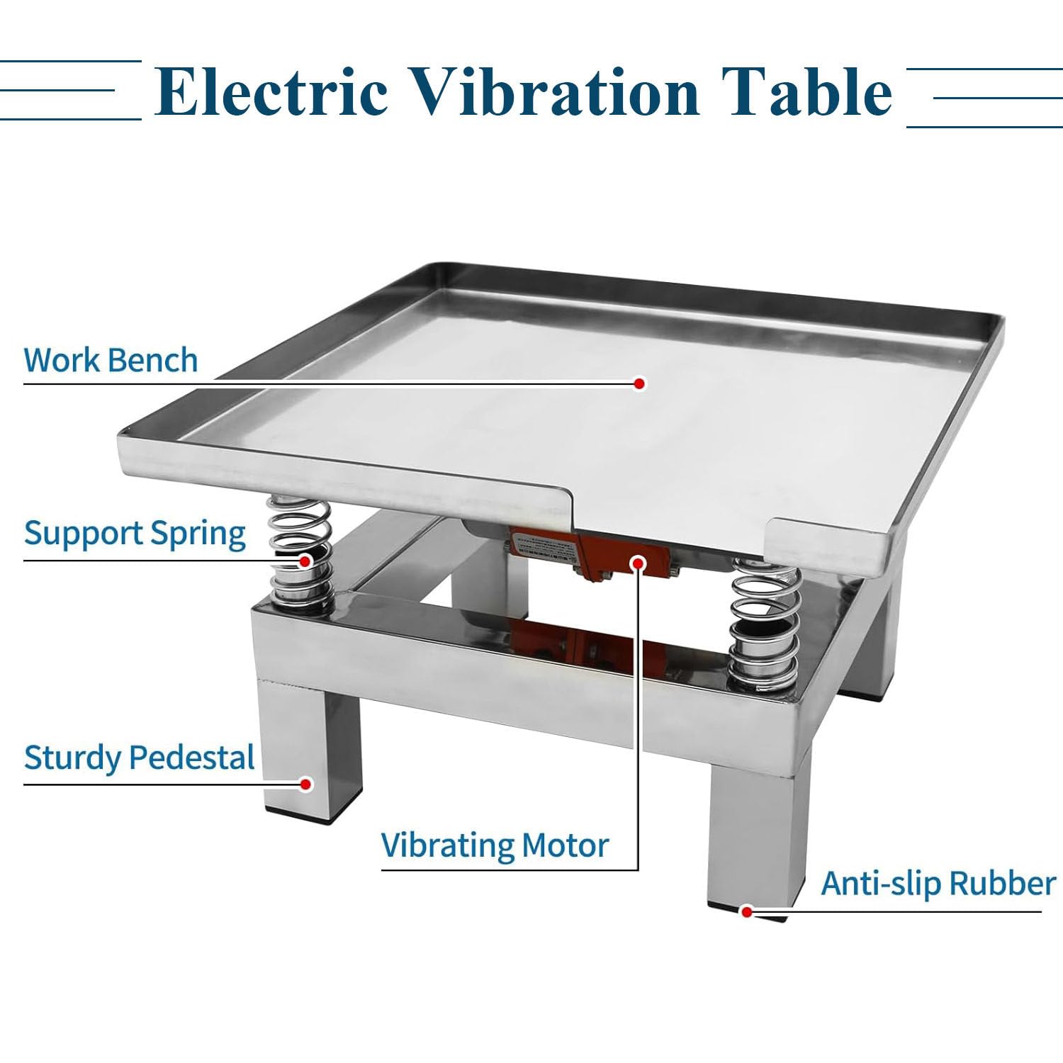 Mini wibrator ze stali nierdzewnej, mały wibrator do betonu, platforma wibracyjna bloku testowego do usuwania pęcherzyków powietrza i usterek 110V-50 * 50cm