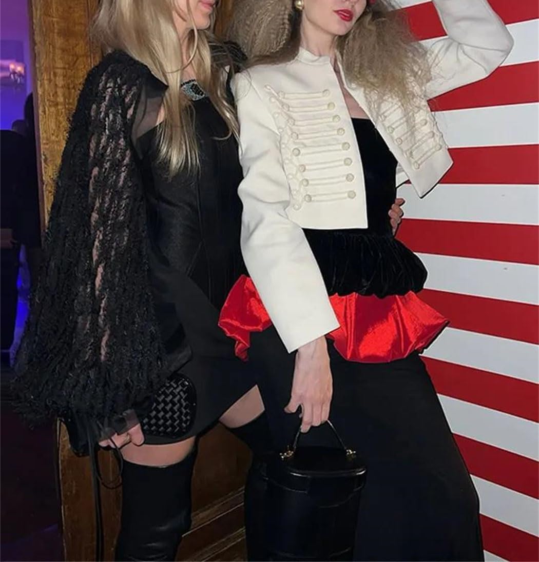 Women's High Street Napoleon Jacket O-Neck Single Breasted Solid Design for Spring Casual Fashion