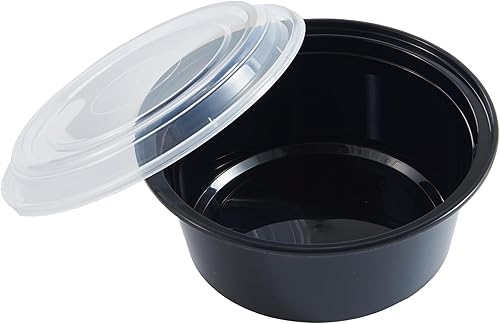 Miniatura 6 de Recipiente de alimentos redondo negro moldeado por inyección de 38oz con tapa (150caja)