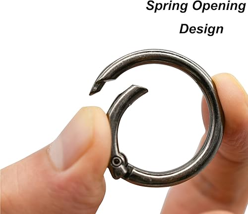 Miniatura 10 de Maydahui 40 piezas de anillo de resorte de aleación de zinc con clip de resorte de 4 tamaños (0.8, 0.98, 1.1, 1.3 pulgadas), mosquetón redondo