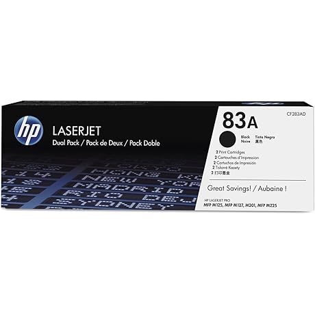 HP 83A (CF283AD) Black Toner Cartridges (2-pack) for LaserJet Printers