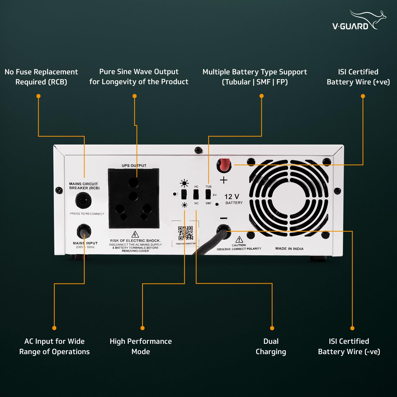 V-Guard Prime Inverter: 1000VA Backup Power -7