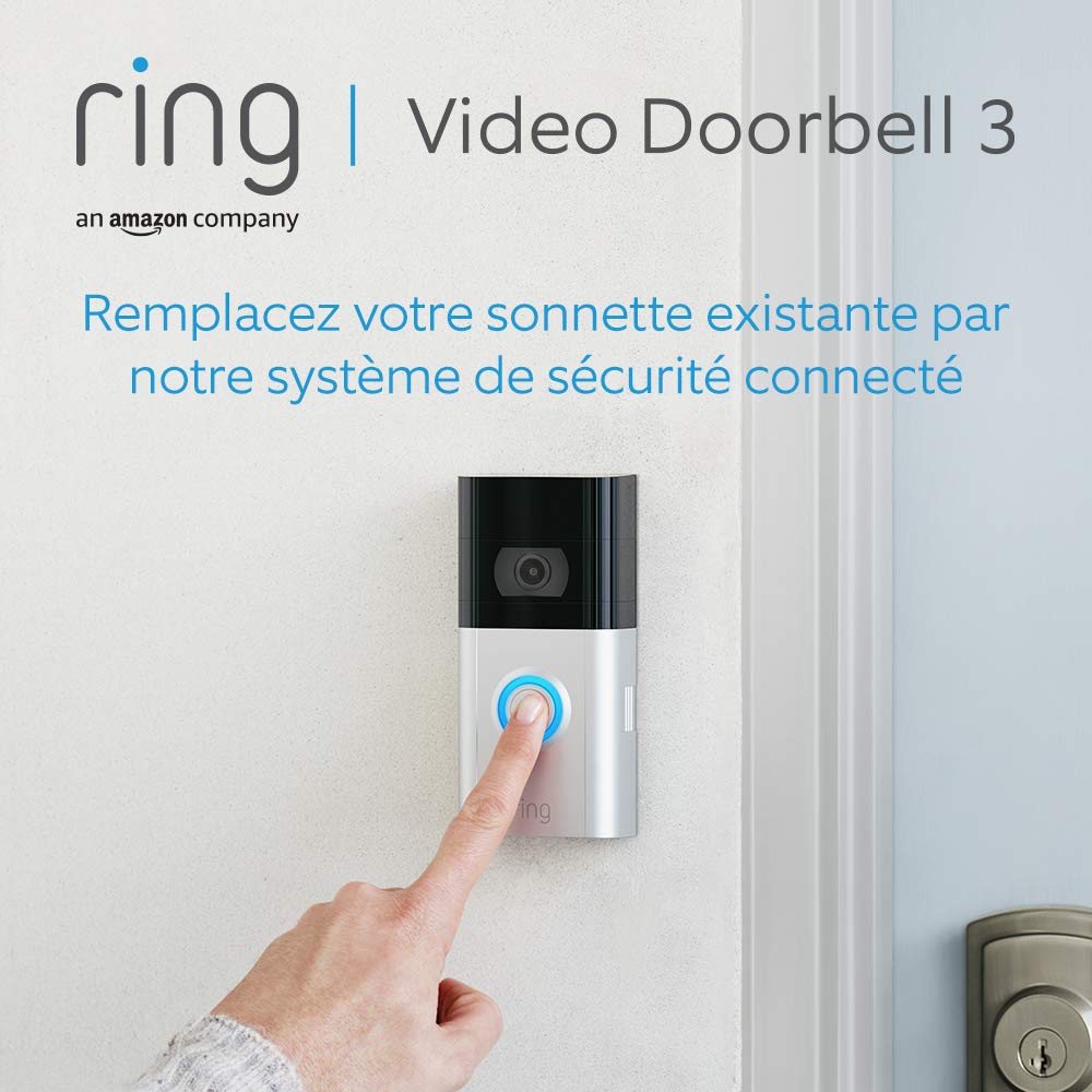 Ring sonnette vidéo 3 sans fil (Video Doorbell 3)| Sonnette extérieure avec caméra HD, visiophone, extérieur étanche, détection de mouvements, installation facile | Essai Ring Protect gratuit 30 j.