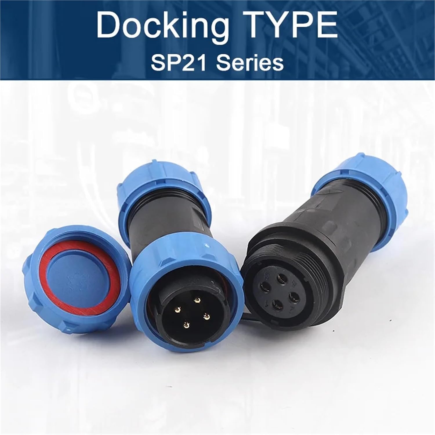SP21 Socket Flange/Butt/Nut Type Male&Female Wire Connector for 8-12mm Cable Electrical Panel Mount 1Pcs(Docking Type,3P)