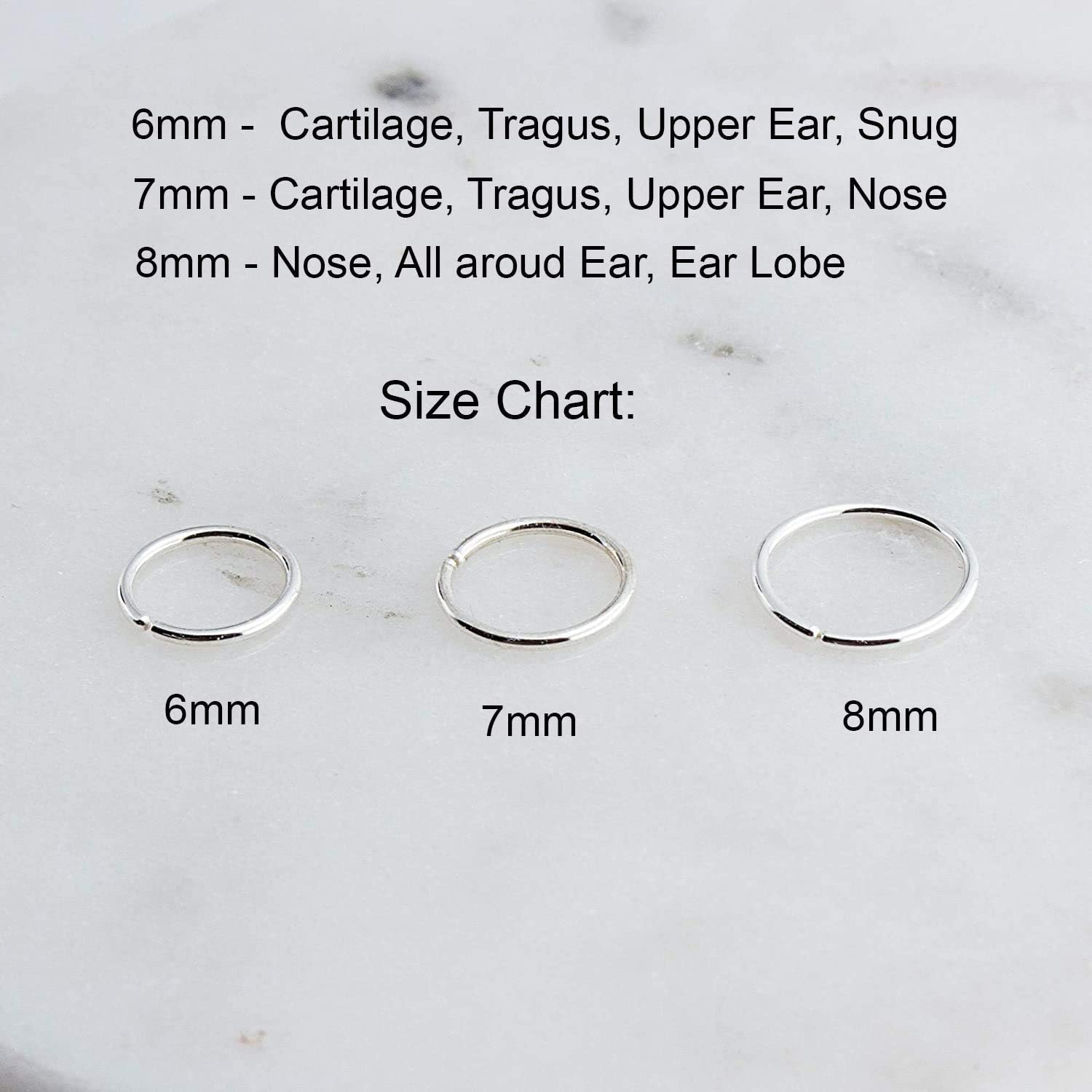 Solid Gold Hoop Earrings for Women, Men, Cartilage Huggie Hoop Earrings Helix, Rook, Nose Sung, Earlobe Hole Lightweight Sold As One