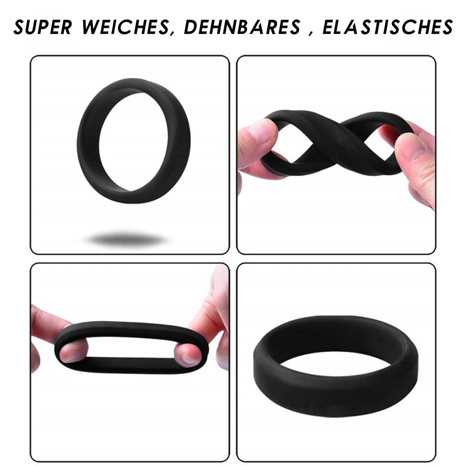Ring Set - 4 Cock Ring Pennis Ring Stretchy Silicone Sex Toy For