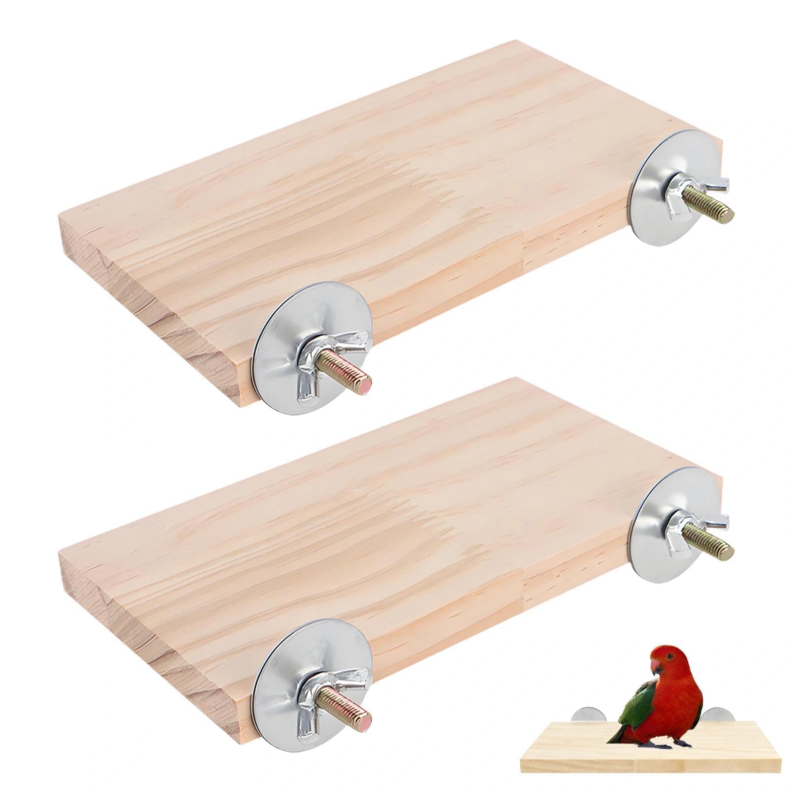 2Pcs Bird Platform, Flat Wooden Stand, Bird Cage Accessories, Wooden Stand Rest Place, Hamster Platform, for Small Animals, Parakeets, Budgies, Chinchilla, Rat, Mouse, Parrot