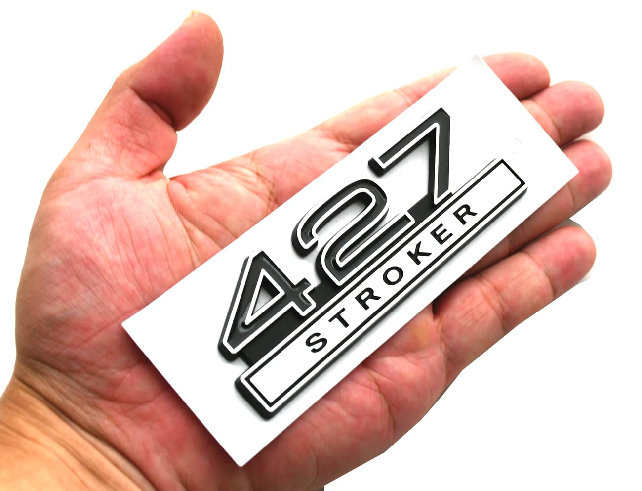 Fasclot1pc 427 Stroker 7.0 Liter Engine Emblems Badge 3D Decals Stickers Cars Trucks (Chrome Black)
