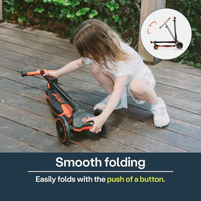 Foto 7 de 8 de smarTrike Xtend Kickboard - Patinete Plegable para niños de 3 a 12 años, Ruedas LED XL, Color Naranja