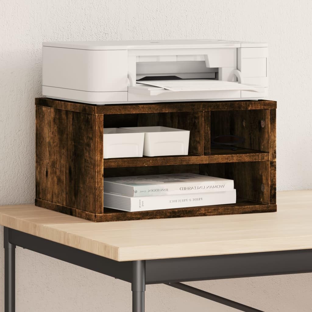 Druckerständer Räuchereiche 40x32x22,5 cm Holzwerkstoff Beistelltisch für Büro Wohnzimmer Schlafzimmer LH106048