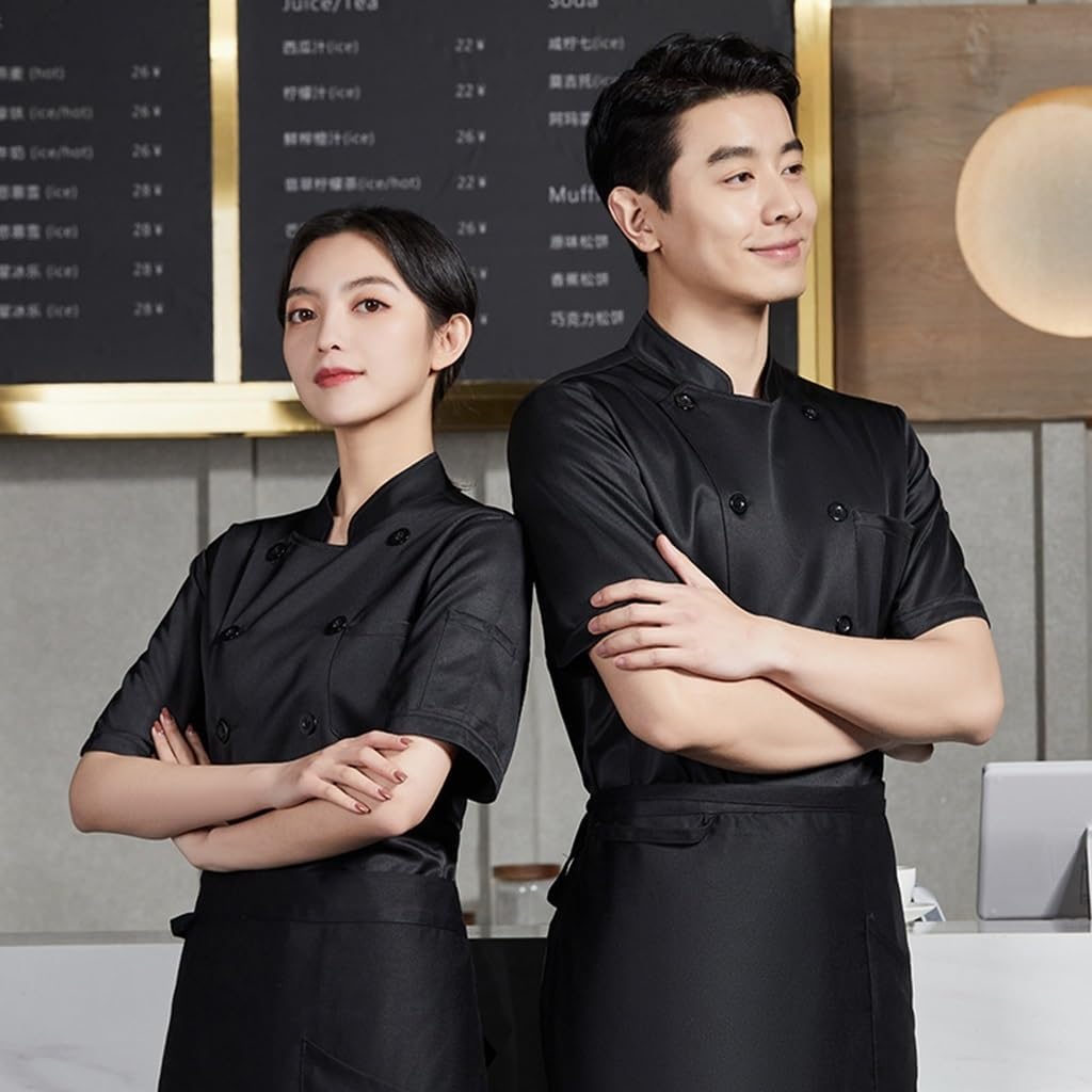 Unisex Chef Coat for Women and Men Chef Jacket Short Sleeve Work Uniform Shirt for Hotel Kitchen Restaurant