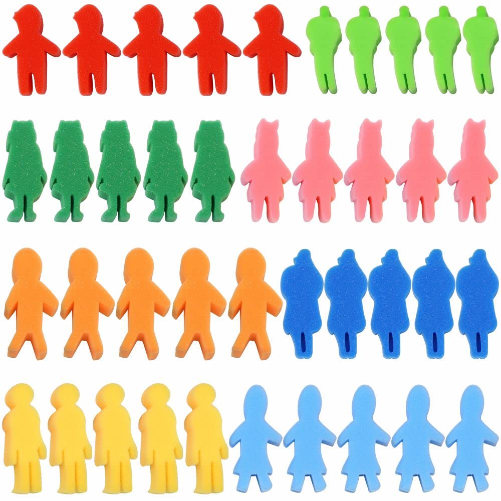 3 Ace Crafts 40 People Shapes Foam Sponge for Kids and Adults Art and Crafts Activities, Painting, Drawing Sponges, Useful for School Projects, Washable and Reusable