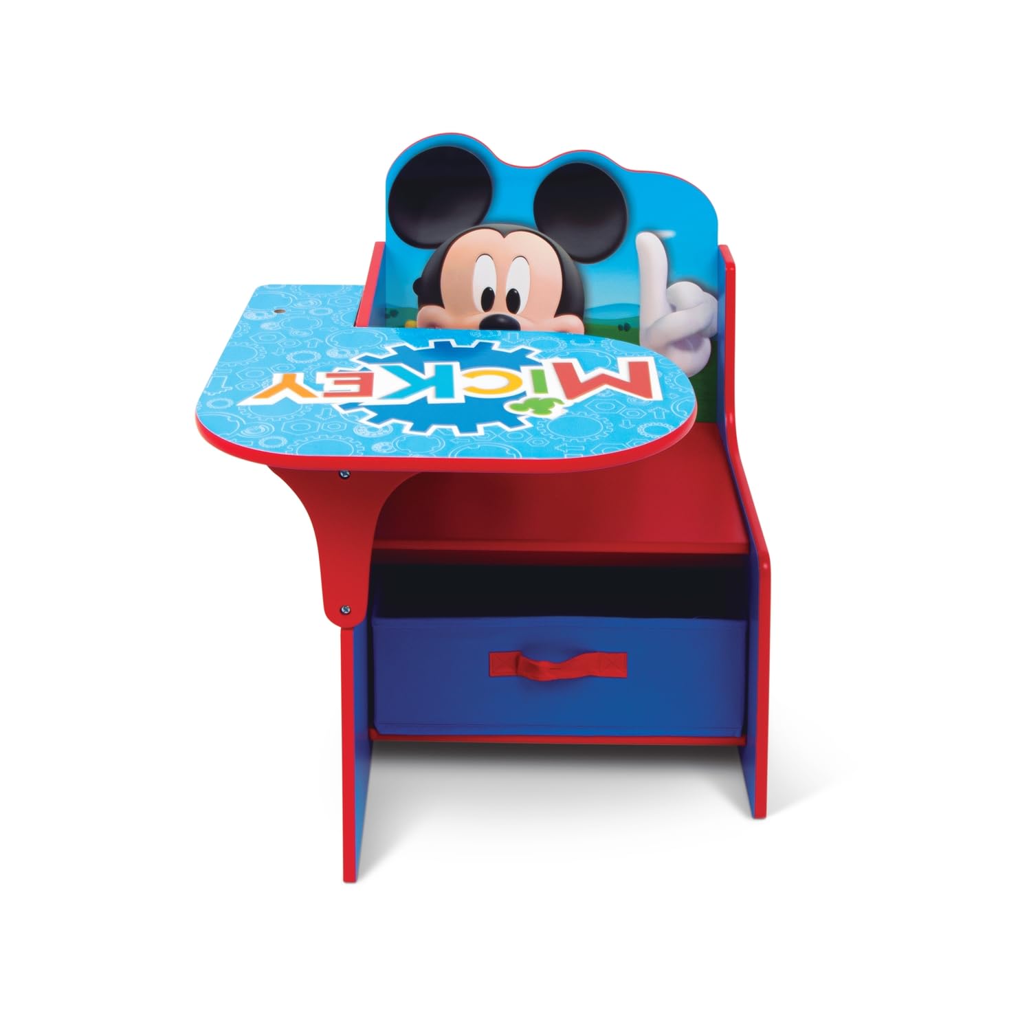 ARDITEX - Sedia-Banco infantile in legno con contenitore in tessuto di Mickey Mouse di Disney - 62x30x60cm - Colore Rosso - Ideale per attività creative, studio o gioco.