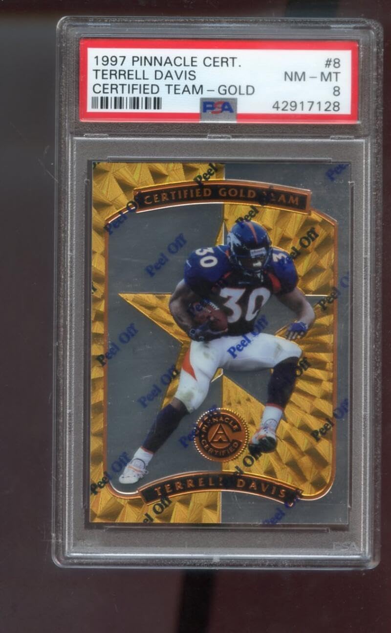 1997 Pinnacle Certified Gold Team #8 Terrell Davis PSA 8 Graded Football Card NFL Denver Broncos