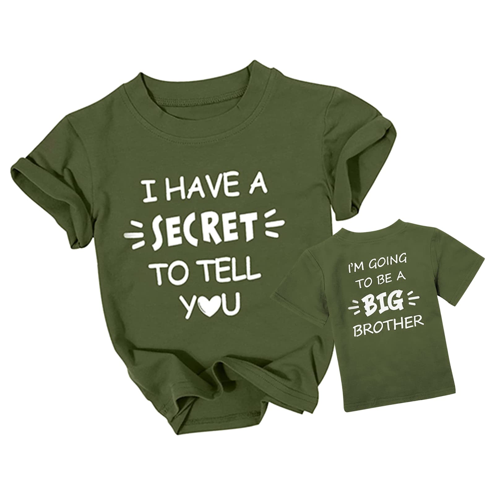 QLIPIN Big Brother Announcement Shirt for Toddler Big Bro Shirt Boy Promoted to Best Big Brother Short Sleeve Tops (Dark Green, 1-2T), Dark Green, 1-2 Years