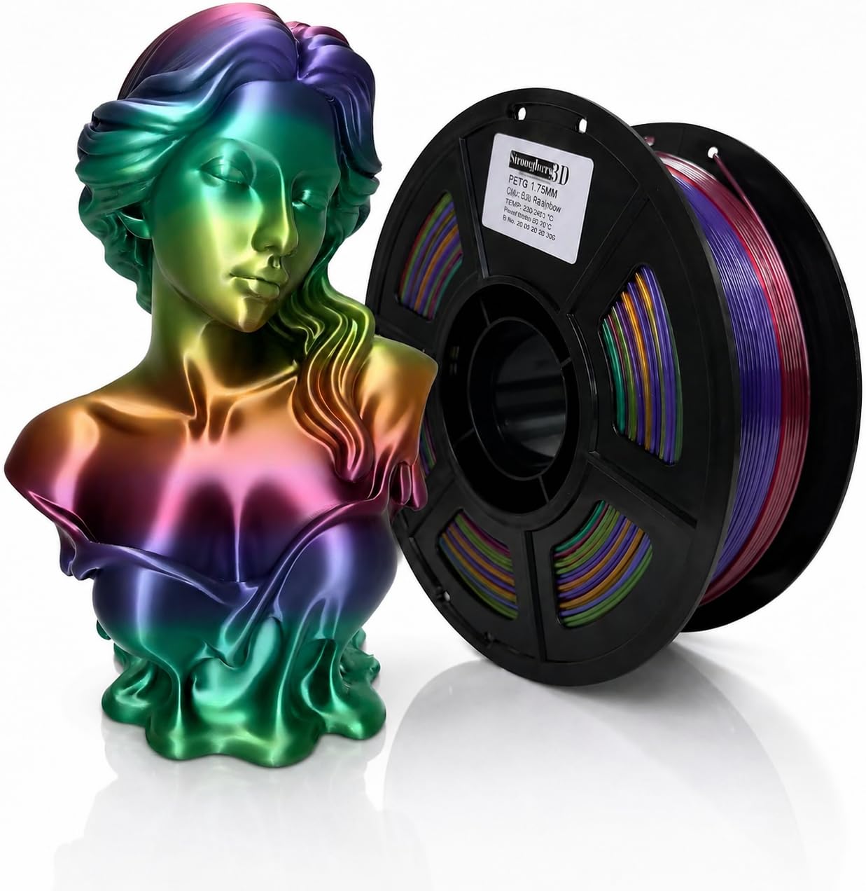 PETG 3D Printer Filament,Rainbow SE,Translucent, Quick, Fast Color Change, Multi Color, Diameter 1.75mm, Net Weight 1kg (2.2lbs)