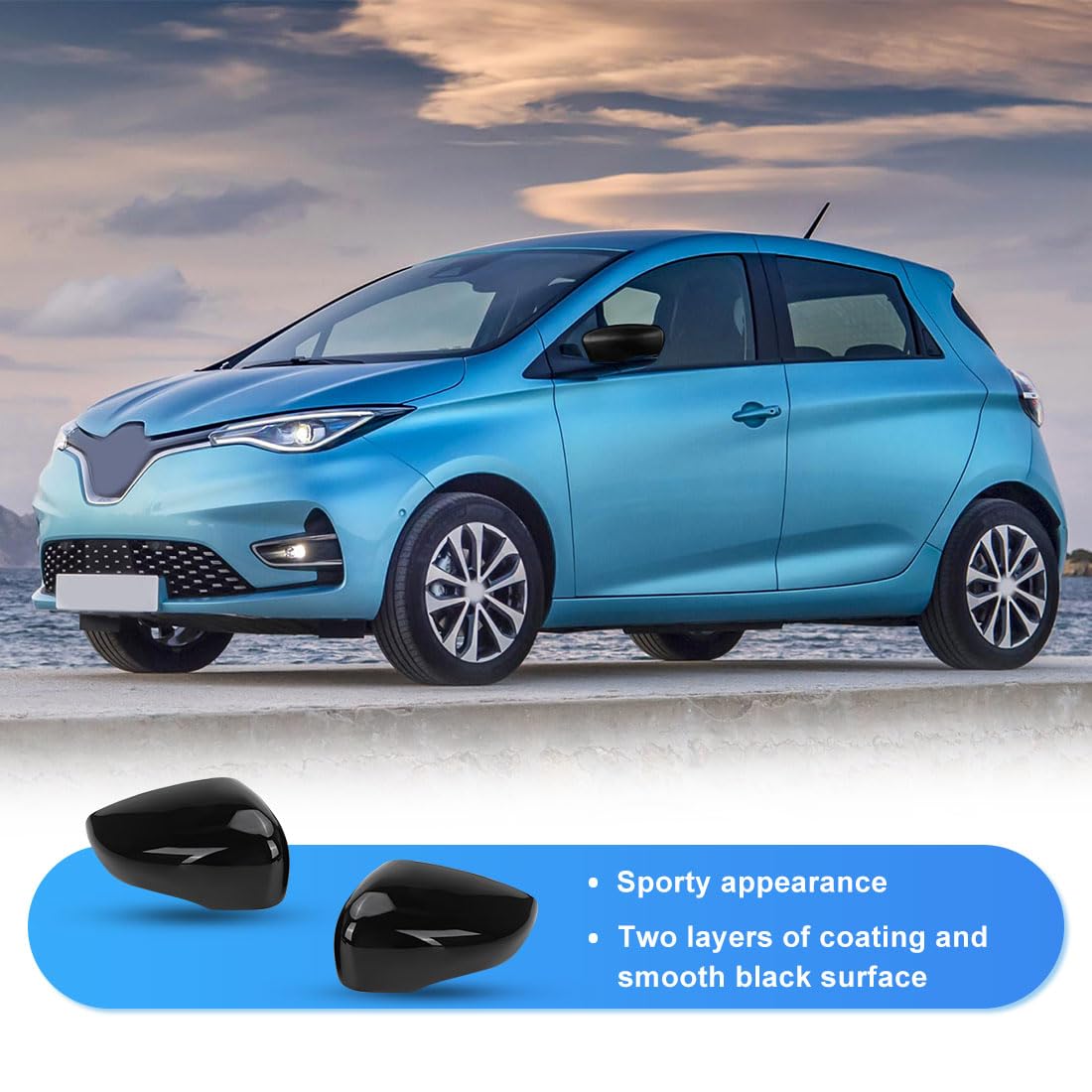 Oplatool 1 Paio Copri Specchietto Retrovisore Auto per R-enault Clio MK4 R-enault Zoe Captur, Tappo Copri Specchietto Retrovisore Copertura per Specchietto Retrovisore per Auto, 963732631R 963732631