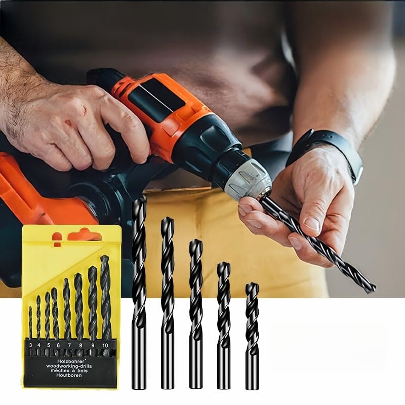 8 Piece Drill Bit Set, High-Strength Eccentric Twist Drill Bit for Concrete,Brick,Glass,Wood,Tile Metal(Black)