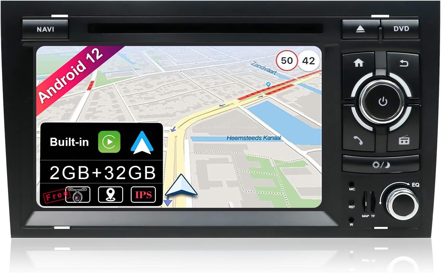 Android 9.0 Double Din Car Stereo for Audi A4 2003-2011 HD 7 inch 2G RAM+32G ROM Car Audio GPS Navigation Head unit Support WiFi 4G Bluetooth Steering Wheel Google DAB OBD Free Backup Camera & Canbus