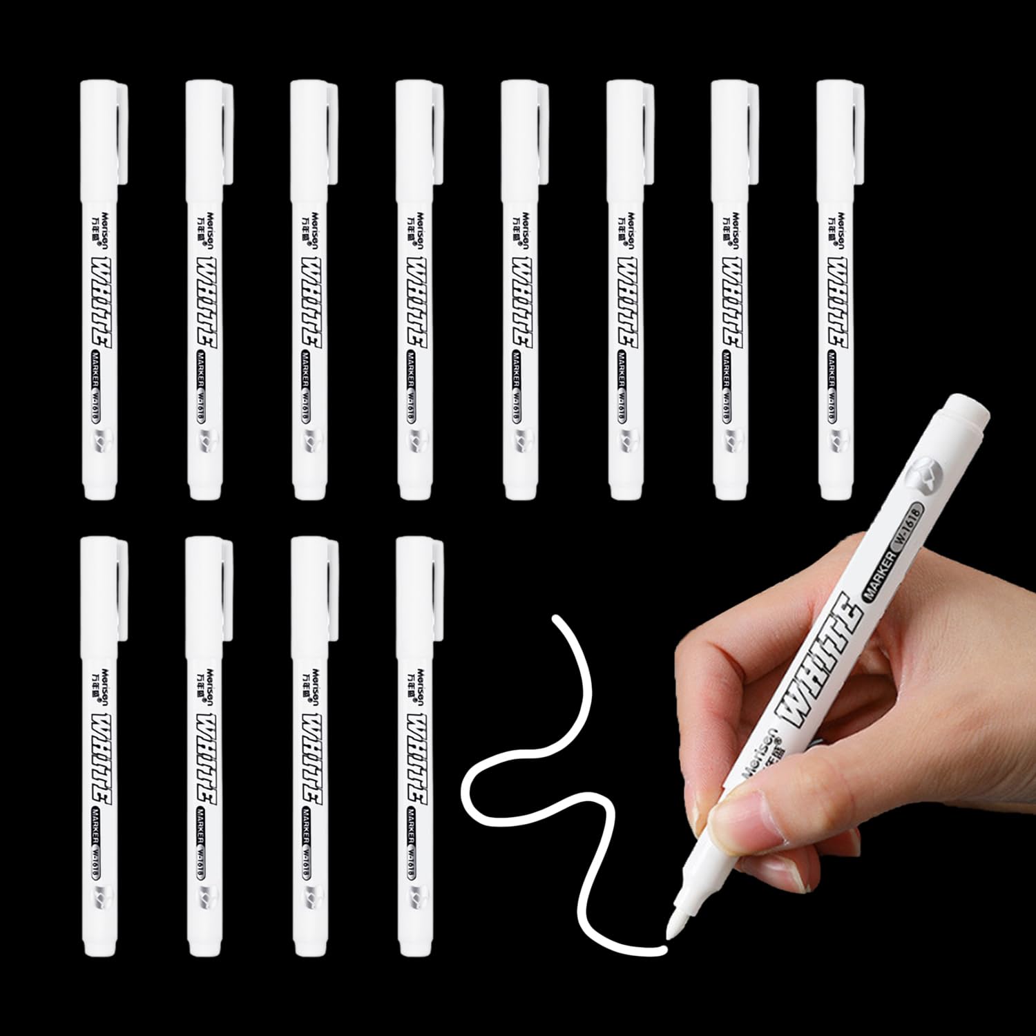 12 rotuladores blancos, de secado rápido, lápices de dibujo hechos a mano, bolígrafos de punta fina Doodle, útiles herramientas de marcado, adecuados para marcar organizadores y carpetas.