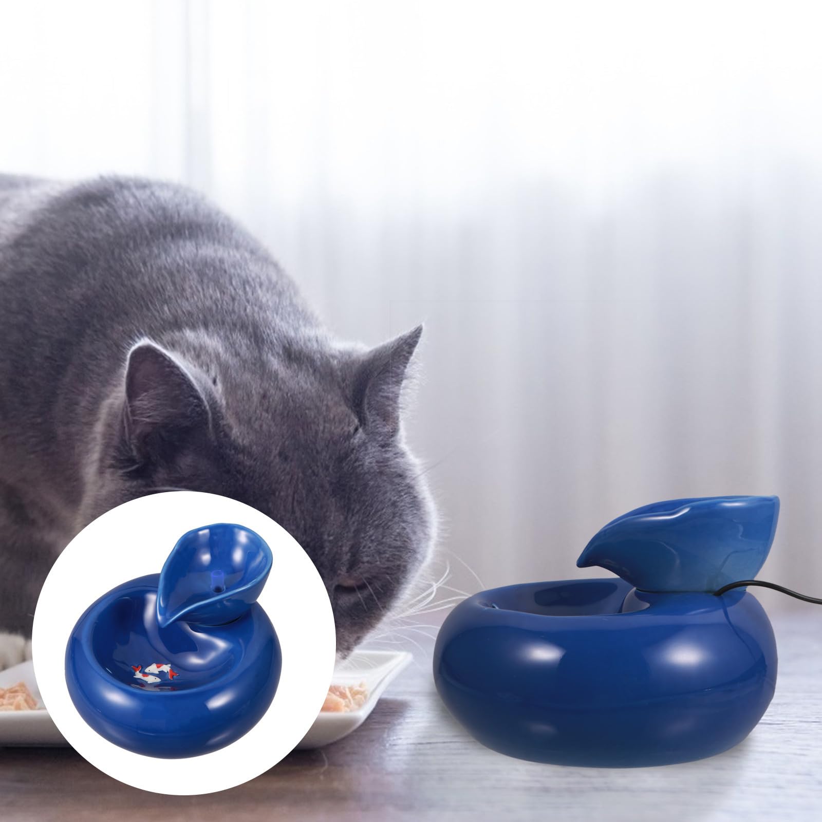 Fuente Automática USB para Gatos, Dispensador Cerámico de Agua