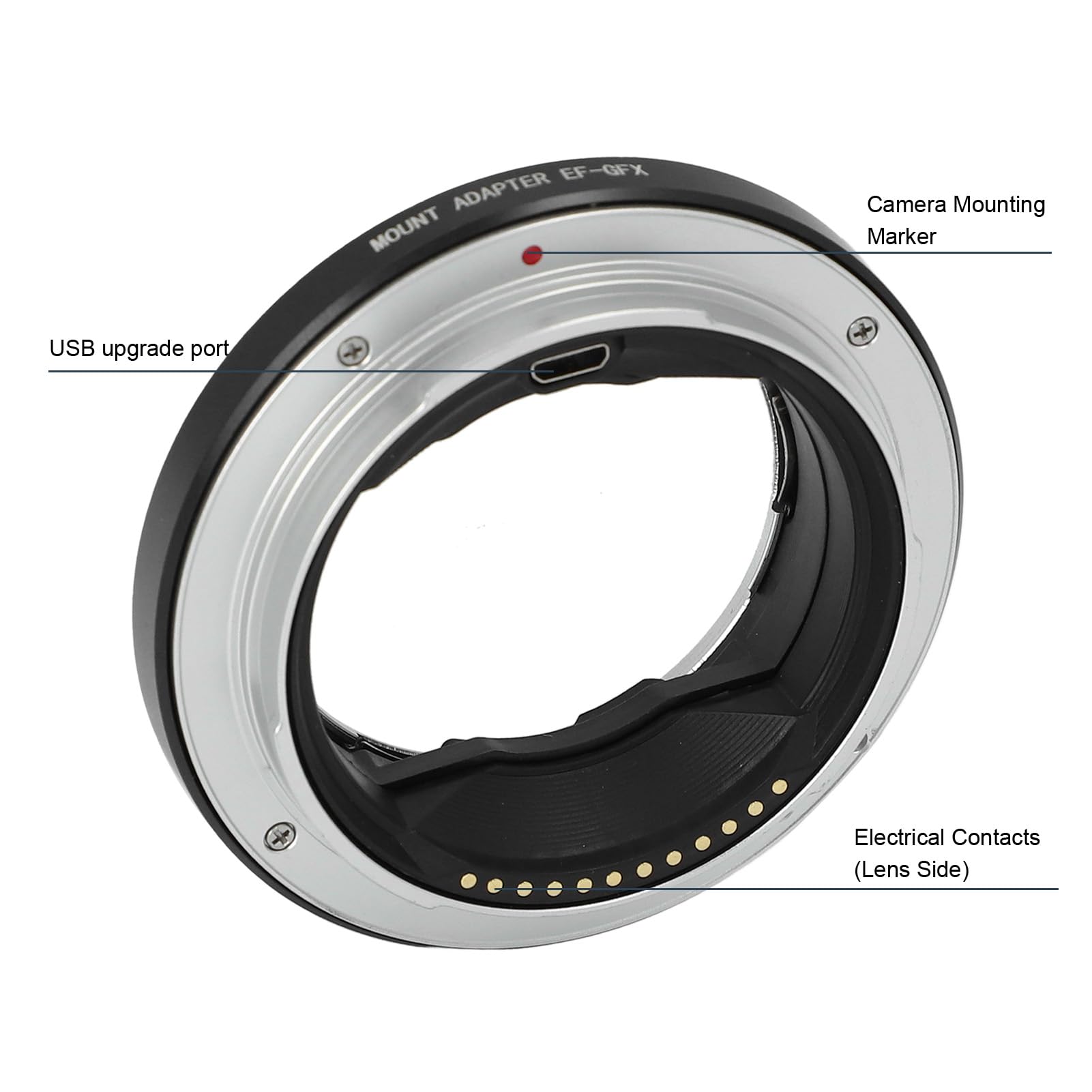 Adattatore per Messa a Fuoco Automatica, Anello Adattatore per Obiettivo, Adattatore da EF a GFX, per Obiettivo con Innesto EF e Fotocamere con Innesto GFX 50S, GFX 50R, GFX 100 G